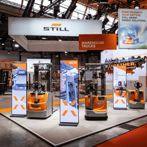 STILL Trade Show Booth at LogiMAT modular built using OCTANORM system.
