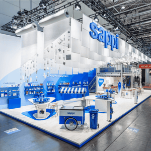 Sappi’s stand at Interpack, featuring the C8 stand-building system.