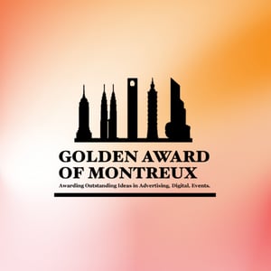 Golden Award of Montreux Logo vor einem orange-roten Hintergrund