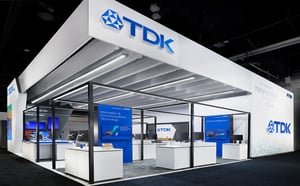 TDK's exhibition booth with a striking LED dispay at CES 2025